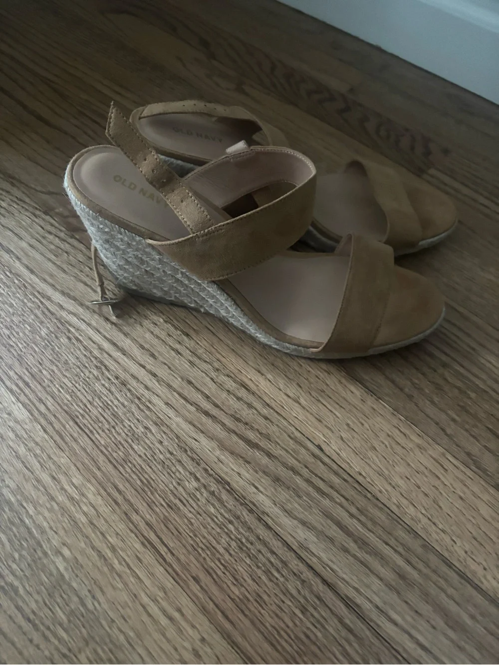 Old Navy Tan Suede Espadrille Wedge Sandals